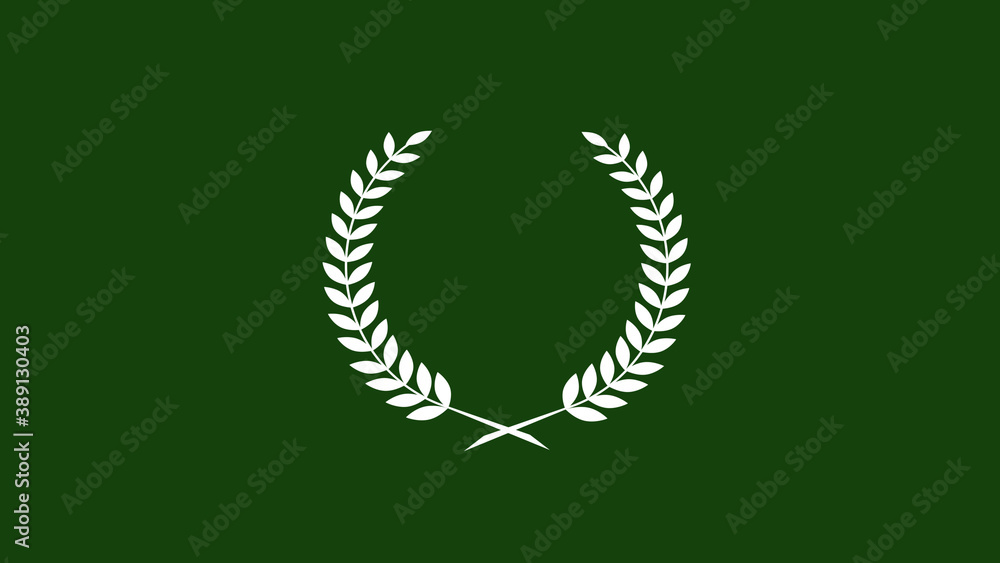Amazing white color wreath icon on green dark background, New wheat icon Amazing white color wreath icon on green dark background, New wheat icon