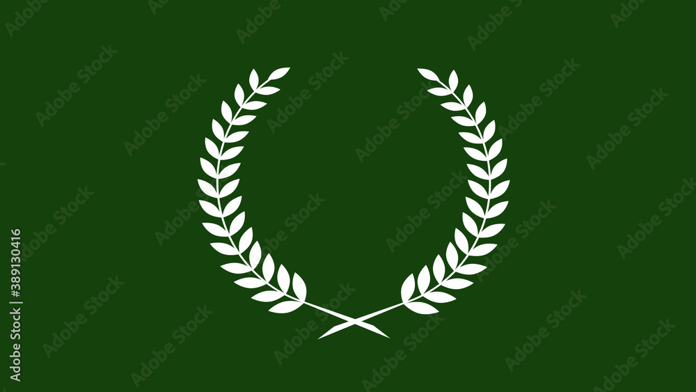 Amazing white color wreath icon on green dark background, New wheat icon Amazing white color wreath icon on green dark background, New wheat icon