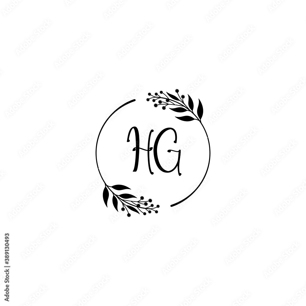 Initial HG Handwriting, Wedding Monogram Logo Design, Modern Minimalistic and Floral templates for Invitation cards Initial HG Handwriting, Wedding Monogram Logo Design, Modern Minimalistic and Floral templates for Invitation cards