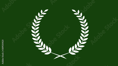 Amazing white color wreath icon on green dark background, New wheat icon