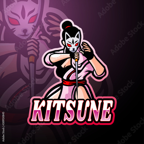 Kitsune esport logo mascot design
