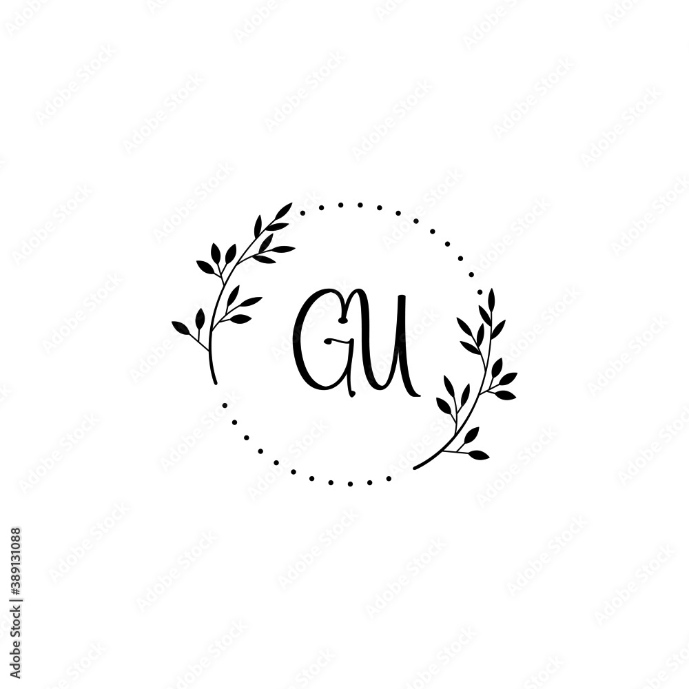 Initial GU Handwriting, Wedding Monogram Logo Design, Modern Minimalistic and Floral templates for Invitation cards Initial GU Handwriting, Wedding Monogram Logo Design, Modern Minimalistic and Floral templates for Invitation cards