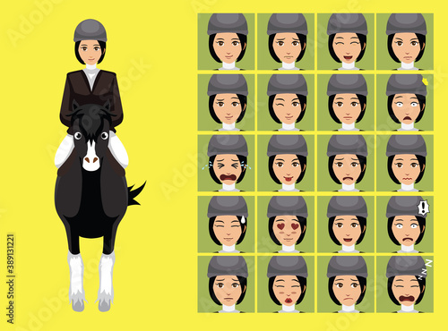 Manga Style Equestrian Cartoon Character Emotions