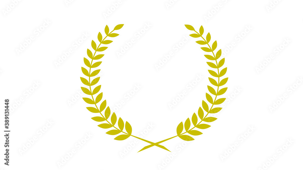 Beautiful yellow color wreath icon on white background, Wheat icon, Wheat logo icon