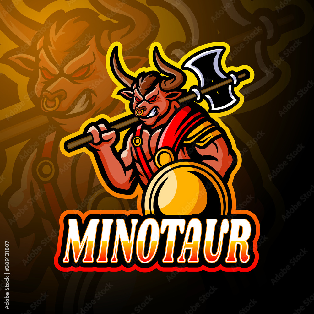 Minotaur esport logo mascot design