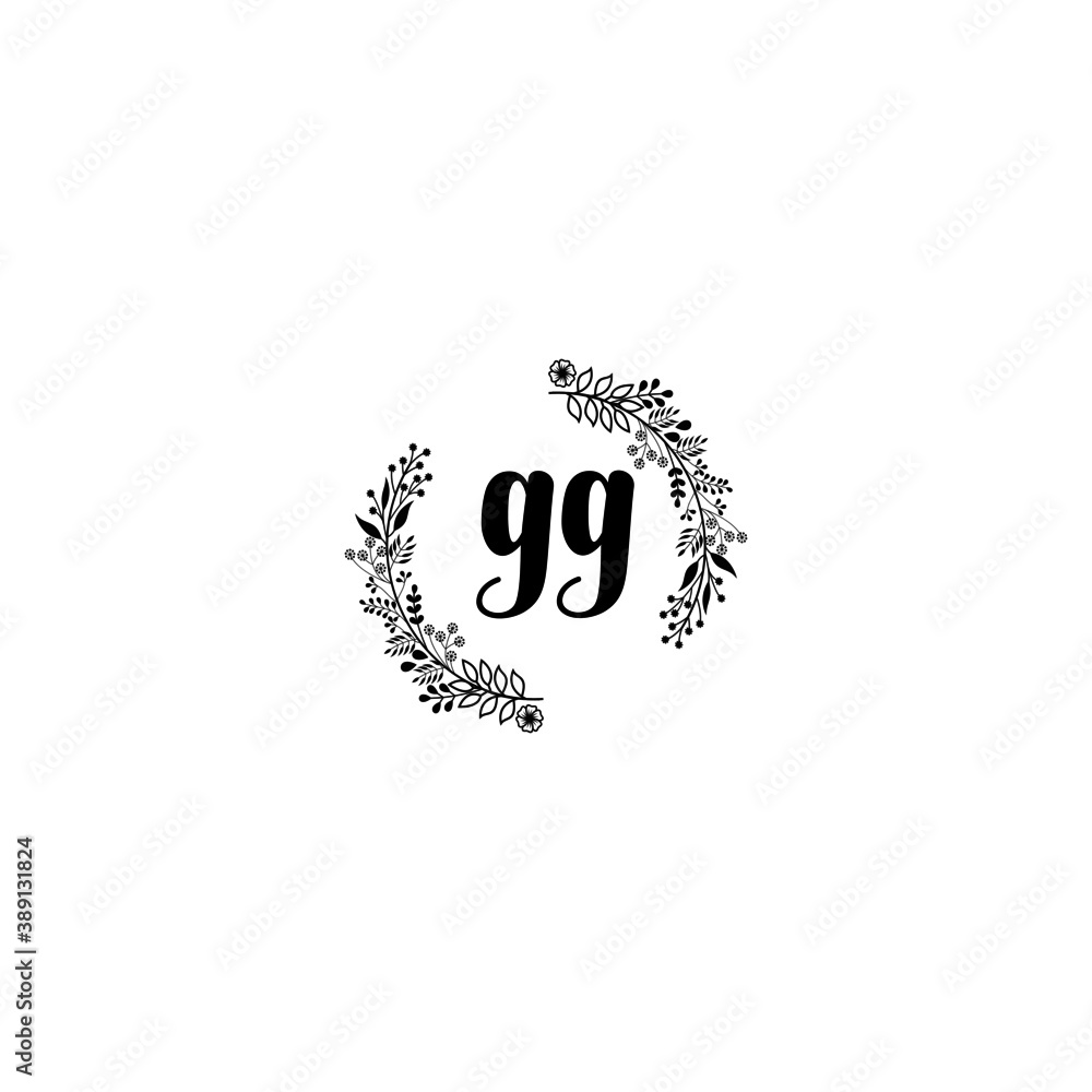 Initial GG Handwriting, Wedding Monogram Logo Design, Modern Minimalistic and Floral templates for Invitation cards Initial GG Handwriting, Wedding Monogram Logo Design, Modern Minimalistic and Floral templates for Invitation cards