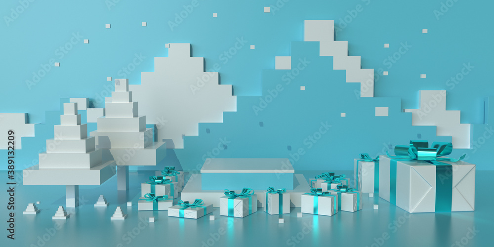 Abstract pastel color background for Christmas, New year minimalist mockup for podium,modern stage, display or showcase, 3d rendering.	
