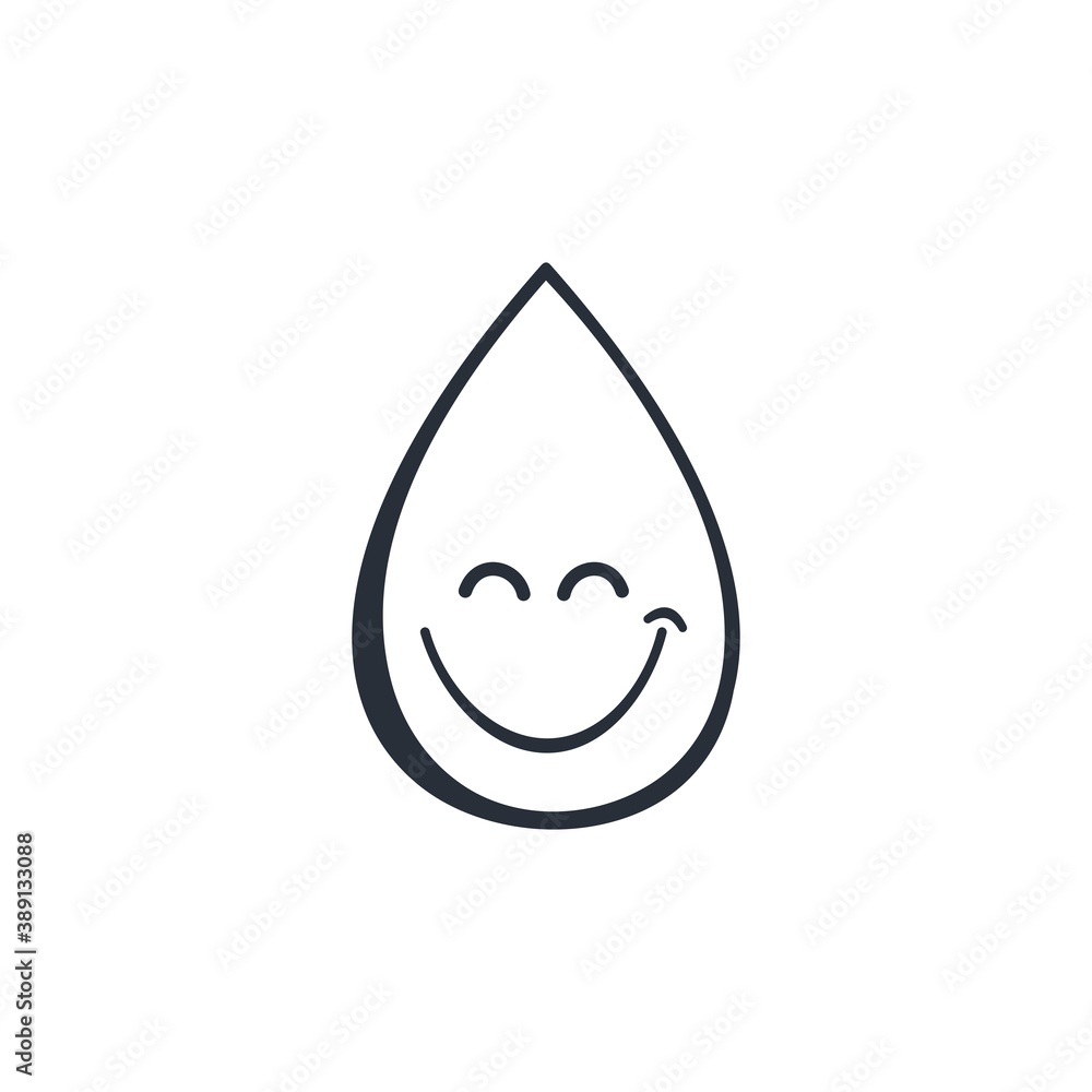 A drop and a smile. Vector linear icon isolated on white background. A drop and a smile. Vector linear icon isolated on white background.