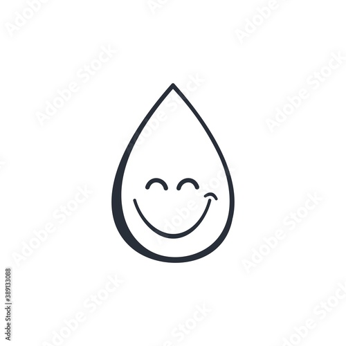 A drop and a smile. Vector linear icon isolated on white background.