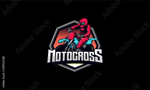 Motocross logo vector , motocross rider vector