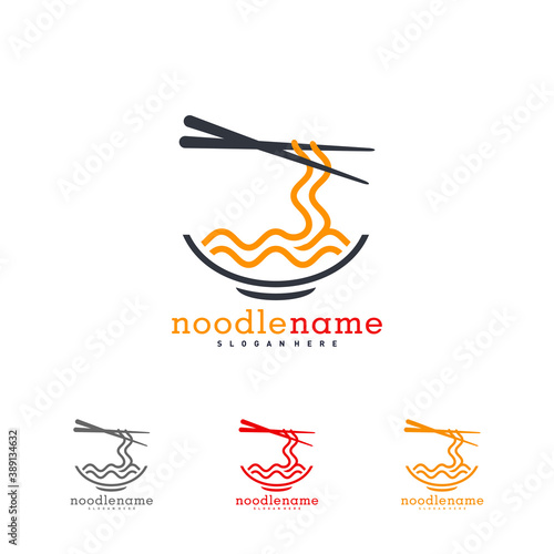 noodle food logo design vector, Illustration Noodle design template, Icon Symbol