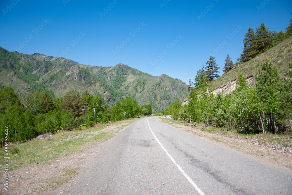 road in the mountains, altai mountein, altai nature, the village of 