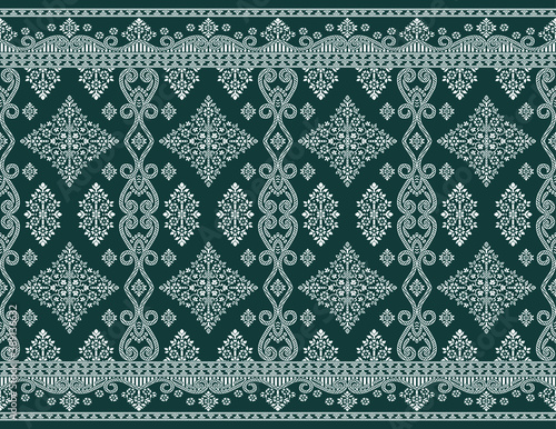 Seamless traditional Asian textile fabric border