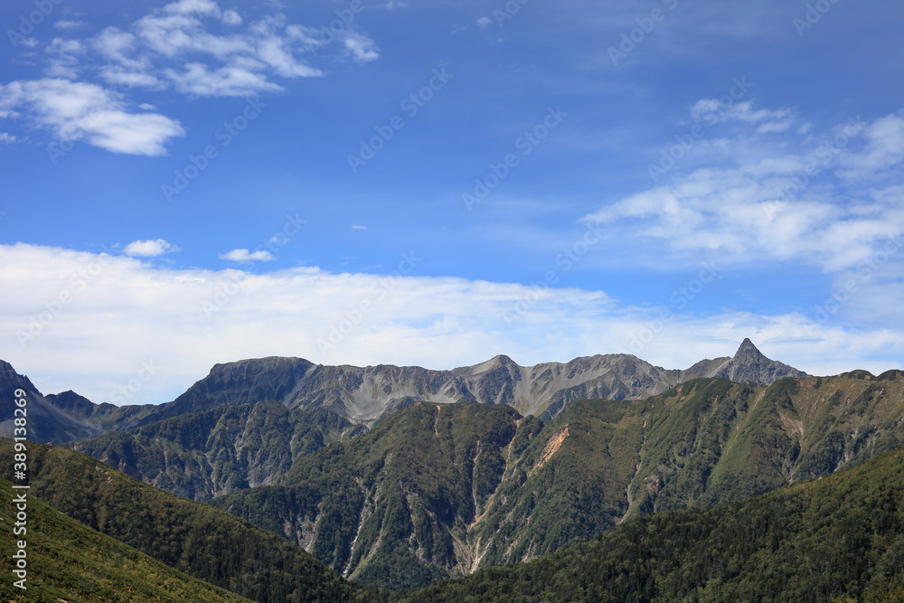 Naklejka premium 【北アルプス】常念乗越から見る穂高連峰