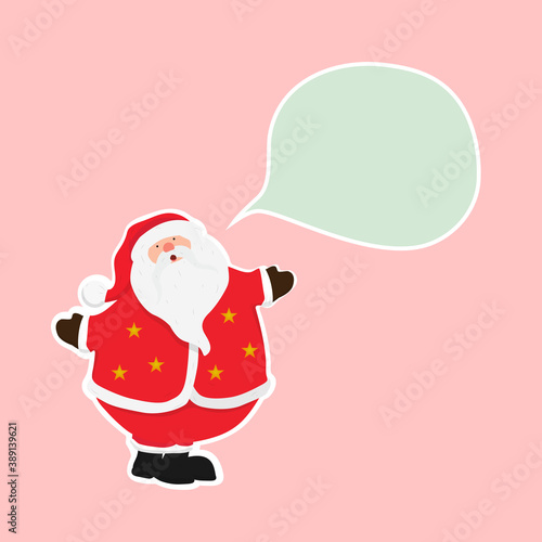 Santa claus with speech bubble on pink background