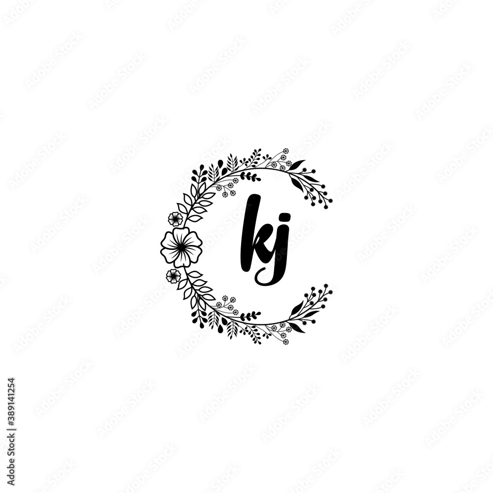 Initial KJ Handwriting, Wedding Monogram Logo Design, Modern Minimalistic and Floral templates for Invitation cards Initial KJ Handwriting, Wedding Monogram Logo Design, Modern Minimalistic and Floral templates for Invitation cards