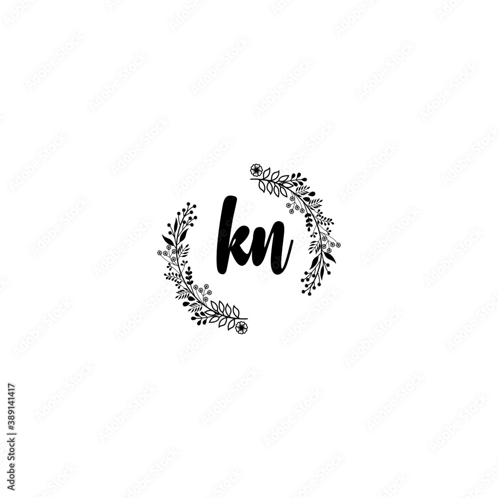Initial KN Handwriting, Wedding Monogram Logo Design, Modern Minimalistic and Floral templates for Invitation cards Initial KN Handwriting, Wedding Monogram Logo Design, Modern Minimalistic and Floral templates for Invitation cards