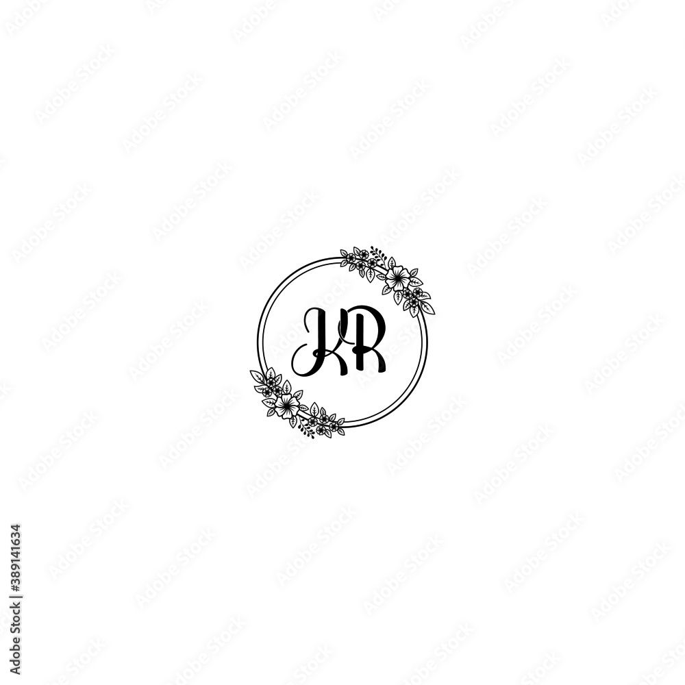 Initial KR Handwriting, Wedding Monogram Logo Design, Modern Minimalistic and Floral templates for Invitation cards Initial KR Handwriting, Wedding Monogram Logo Design, Modern Minimalistic and Floral templates for Invitation cards