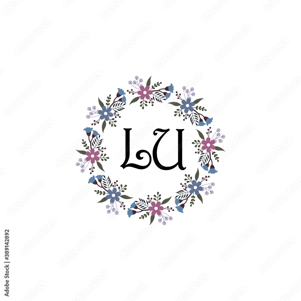 Initial LU Handwriting, Wedding Monogram Logo Design, Modern Minimalistic and Floral templates for Invitation cards