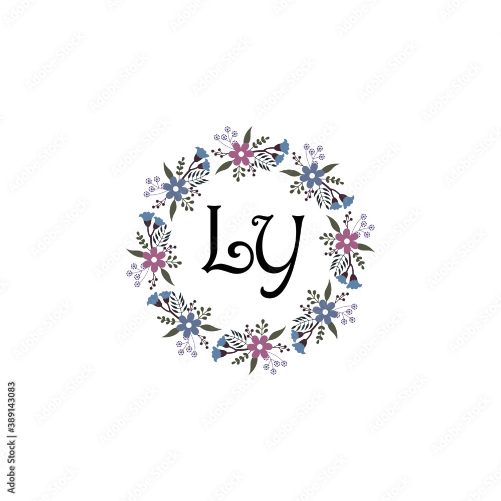 Initial LY Handwriting, Wedding Monogram Logo Design, Modern Minimalistic and Floral templates for Invitation cards