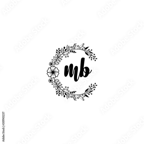 Initial MB Handwriting, Wedding Monogram Logo Design, Modern Minimalistic and Floral templates for Invitation cards 