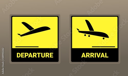 Airport sign, departure and arrival. Illustration vector