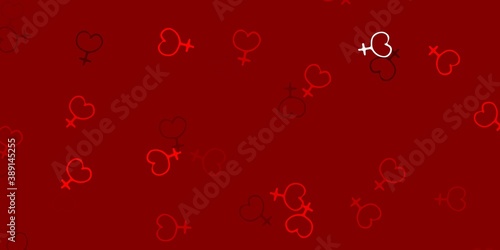 Light Red vector texture with women's rights symbols.