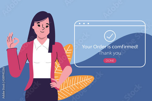 Order confirmed concept. Mobile application template design.