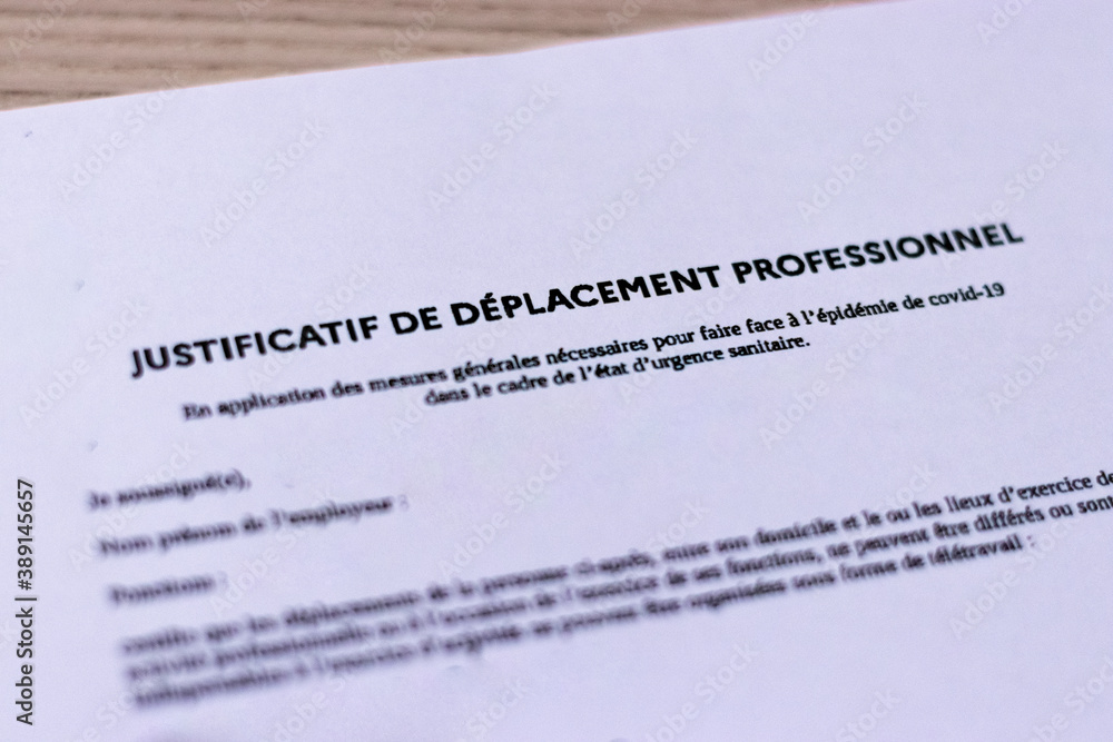 Justificatif de déplacement professionnel