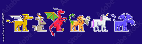 set of mythical animal