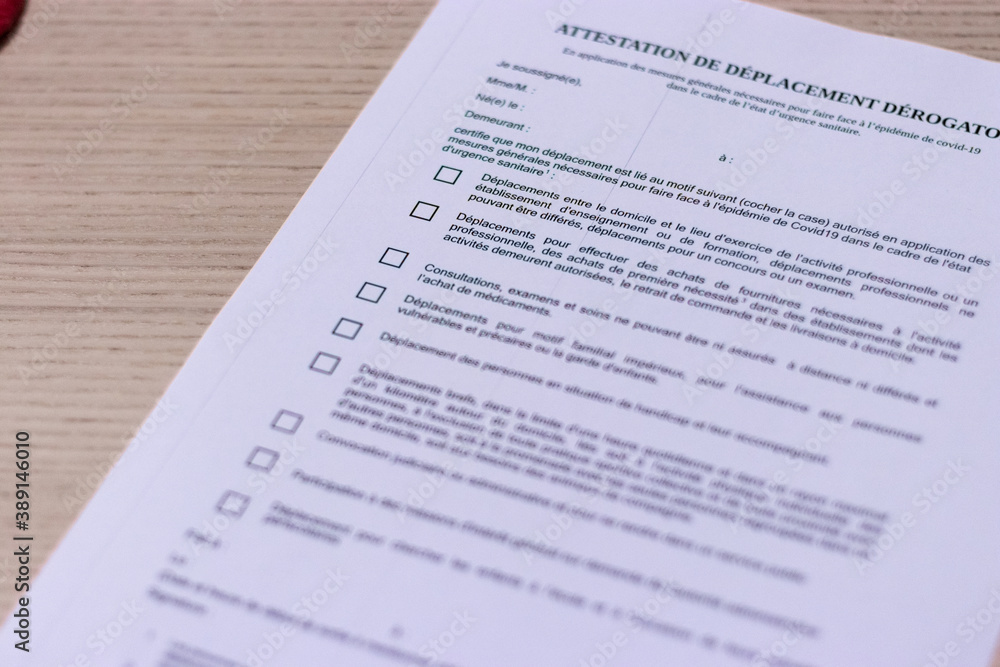 Attestation de déplacement dérogatoire Attestation de déplacement dérogatoire
