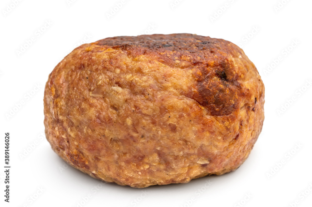 Big meat cutlet on white background. Big meat cutlet on white background.