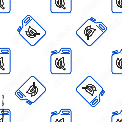 Line Bio fuel canister icon isolated seamless pattern on white background. Eco bio and barrel. Green environment and recycle. Colorful outline concept. Vector.