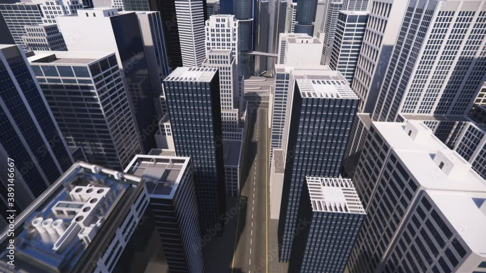 3d render of abstract bright city with skyscrapers. Simple forms of buildings in daylight. Forward camera movement.top of the abstract 3D city of white. Approach and distance to the height . 3d render of abstract bright city with skyscrapers. Simple forms of buildings in daylight. Forward camera movement.top of the abstract 3D city of white. Approach and distance to the height .