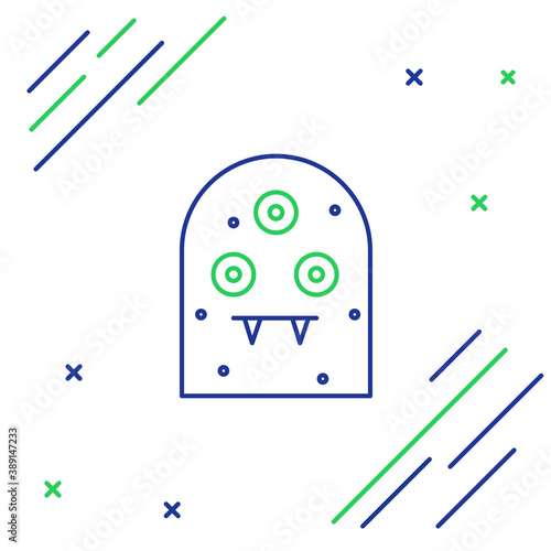Line Alien icon isolated on white background. Extraterrestrial alien face or head symbol. Colorful outline concept. Vector.