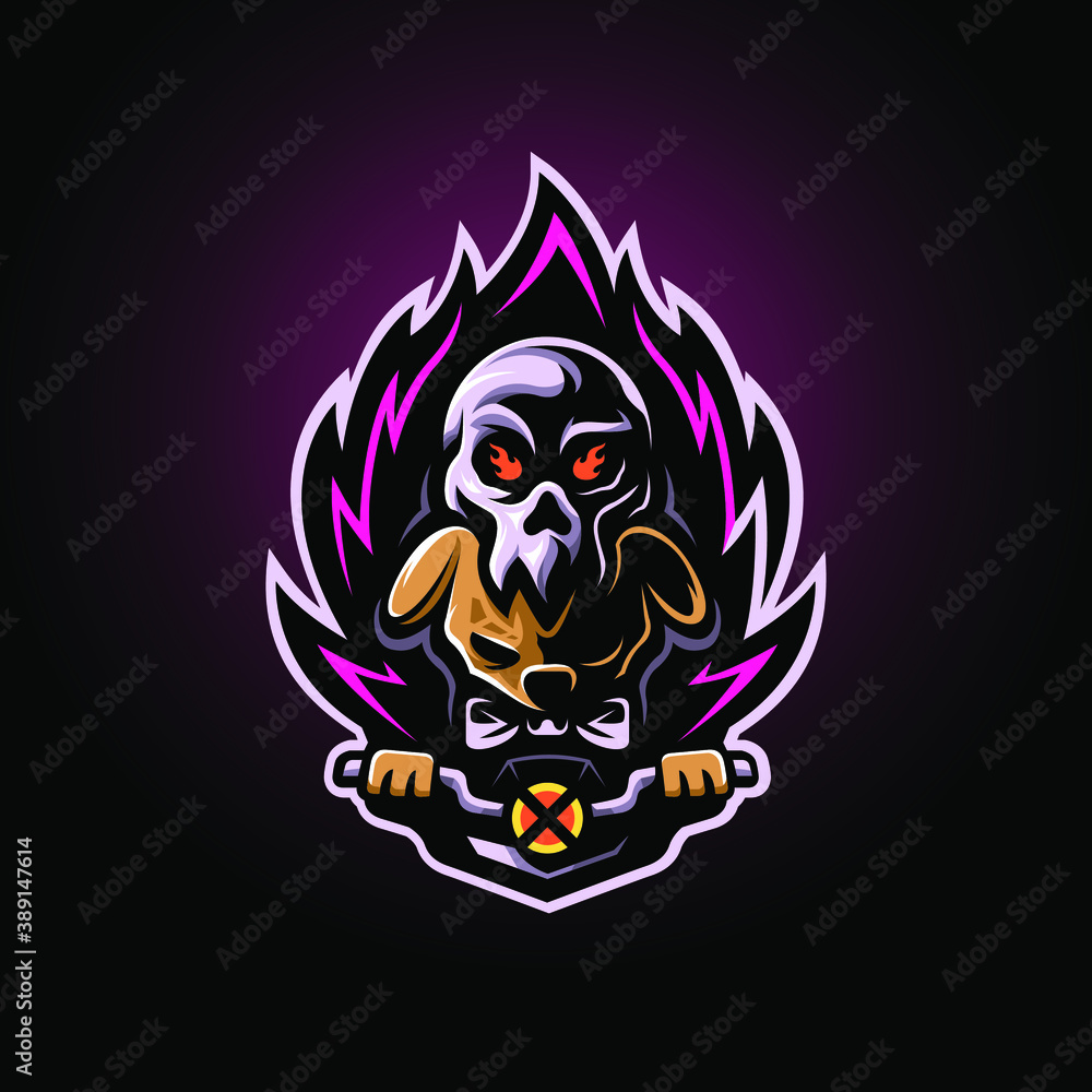 Fototapeta premium puppy skull rider illustration