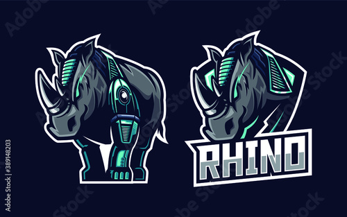 set of mecha rhino illustration