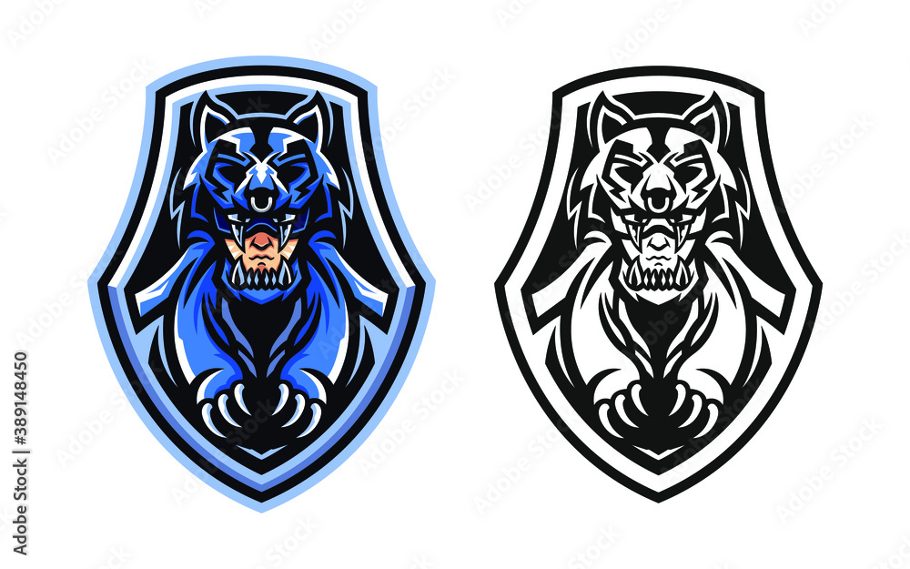 Obraz premium wolf head warrior illustration