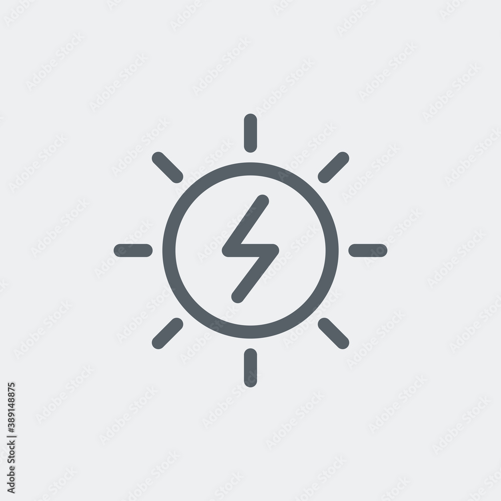 Sun energy icon isolated on background. Energy symbol modern, simple, vector, icon for website design, mobile app, ui. Vector Illustration Sun energy icon isolated on background. Energy symbol modern, simple, vector, icon for website design, mobile app, ui. Vector Illustration