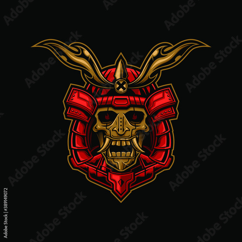 skull samurai head illustration