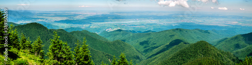 Panorama view from Fagaras mountain. Romanian mountain landscape