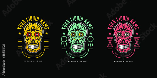 set of sugar skull label illustration