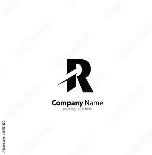 The simple modern logo of letter r with white background