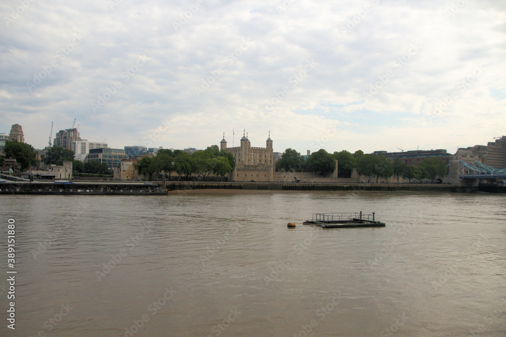 The Tower of London across the river Thames