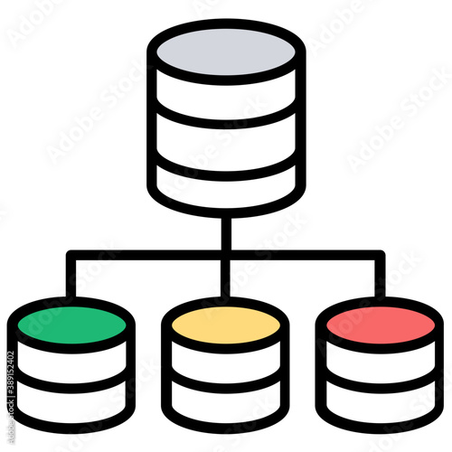 
Database mainframe connected to multiple computer screens, data mining and patterns icon
