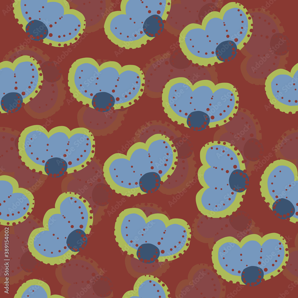 seamless cute pattern on red background with hand draw flower seamless cute pattern on red background with hand draw flower