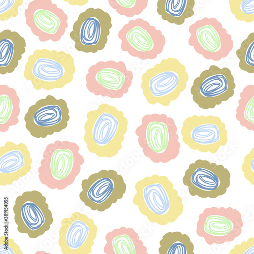 seamless multicolour pattern background with hand draw multicolour flower blooming