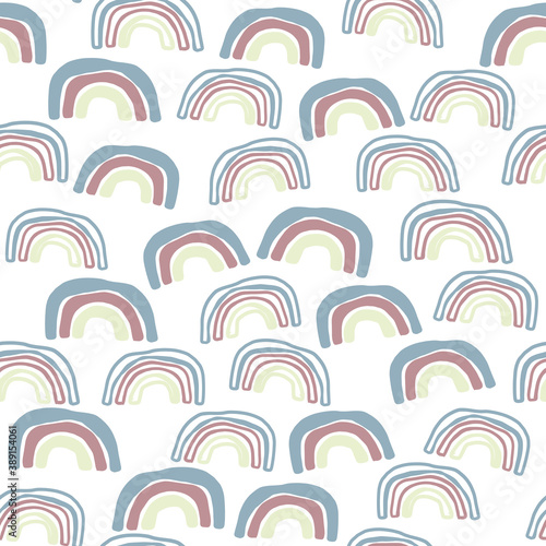 seamless multicolour pattern background with hand draw rainbow