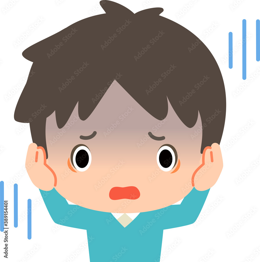 耳を塞いで青ざめる若い男性 Stock Vector Adobe Stock 耳を塞いで青ざめる若い男性 Stock Vector Adobe Stock