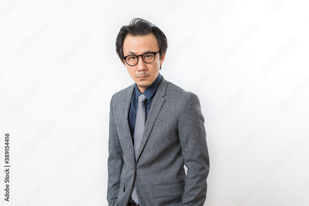 Successful Asian business man in suit and tie with confidence gesture on white background. Successful Asian business man in suit and tie with confidence gesture on white background.